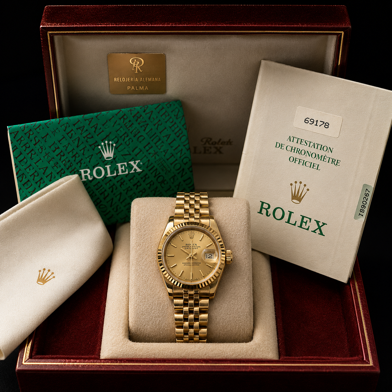 Rolex Oyster Perpetual Datejust de 26 mm con caja y documentación